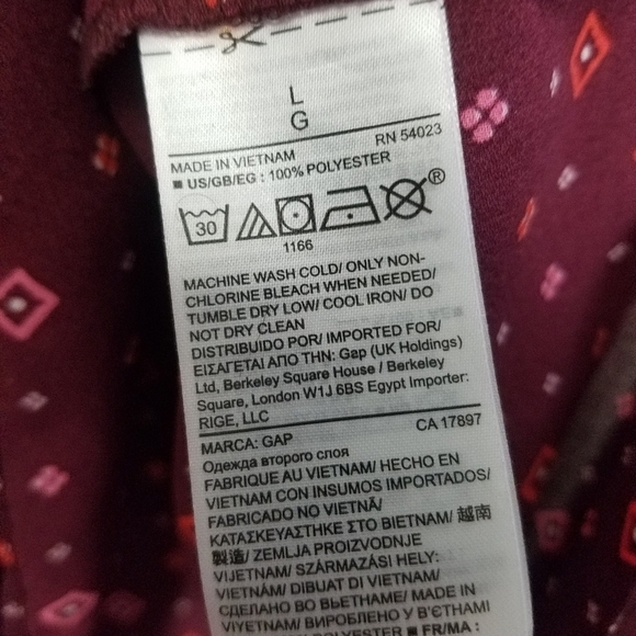 Gap printed long long sleeve blouse size large - Picture 9 of 9